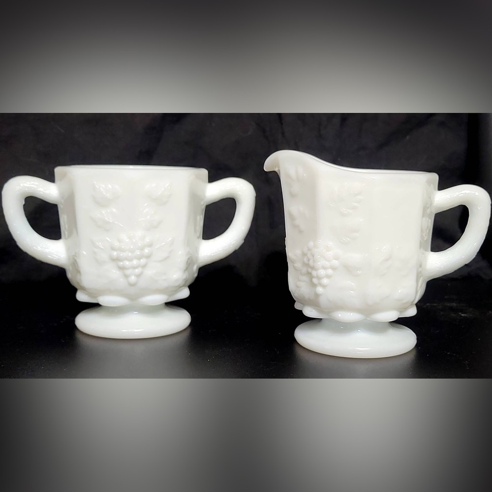 Westmoreland Milk Glass  Sugar and Creamer set Grape design